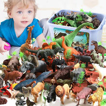 Laden Sie das Bild in den Galerie-Viewer, 44 Stk. Jurassic Dinosaurier Figuren in praktischer Spielzeug-Kiste
