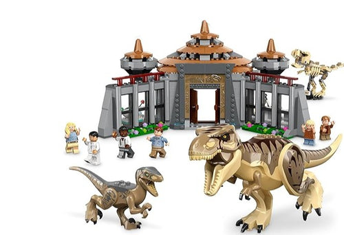 Jurassic Park Angriff des T. rex und des Raptors aufs Besucherzentrum (689 Teile, kompatibel mit 76961)