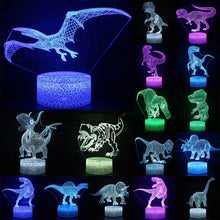 Laden Sie das Bild in den Galerie-Viewer, Dinosaurier Nachtlampe, Tischlampe, Nachtlicht mit Farbwechsel und 3D Effekt kaufen - Dinosaurier.store