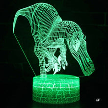 Laden Sie das Bild in den Galerie-Viewer, Dinosaurier Nachtlampe, Tischlampe, Nachtlicht mit Farbwechsel und 3D Effekt kaufen - Dinosaurier.store