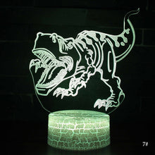 Laden Sie das Bild in den Galerie-Viewer, Dinosaurier Nachtlampe, Tischlampe, Nachtlicht mit Farbwechsel und 3D Effekt kaufen - Dinosaurier.store
