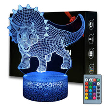 Laden Sie das Bild in den Galerie-Viewer, Triceratops Nachtlicht 3D Illusion Dinosaurier Lampe kaufen - Dinosaurier.store