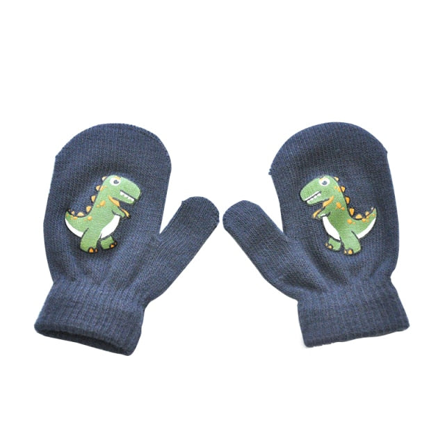 Warme Winter Kinder Handschuhe mit Dino Motiv