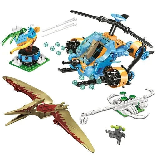 Dino Jurassic Hubschrauber Baustein set mit Pterosaurier Figur