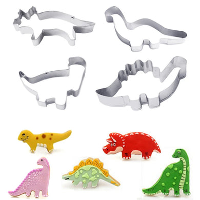 4 Stk. Edelstahl Dinosaurier Keksform Backform