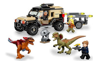Jurassic World Pyroraptor & Dilophosaurus Transport, Dinosaurier-Spielzeug mit Off-Road-Spielzeugauto (303 Teile, kompatibel mit 76951)