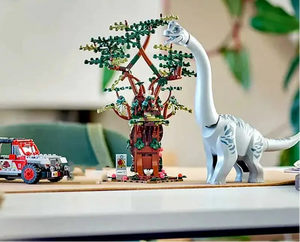 Jurassic XXL Brachiosaurus mit Jeep – Abenteuerliches Baustein-Spielset