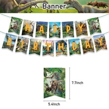 Laden Sie das Bild in den Galerie-Viewer, Happy Birthday Dinosaurier Deko Set mit Ballons, Kuchen Topper, Banner etc.