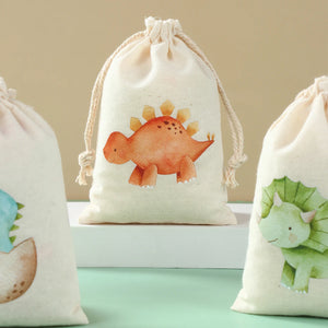 6 Stk. Dinosaurier Stofftaschen für Feier, Geburtstag etc.