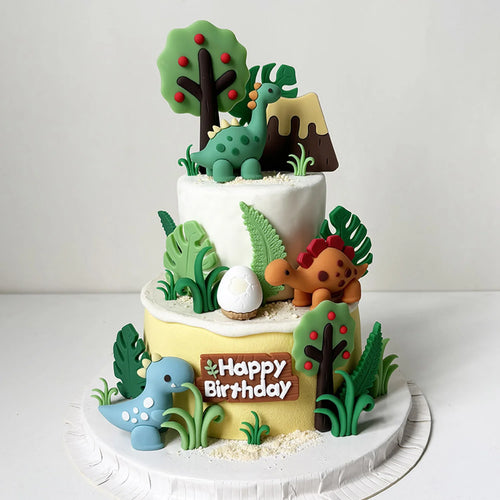 20teiliges Torten Kuchen Topper Deko Set mit Dino Figuren und Zubehör