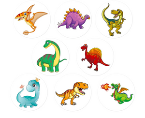 500 Stk. niedliche farbenfrohe Dino Sticker auf Rolle