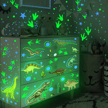 Laden Sie das Bild in den Galerie-Viewer, Luminous Dinosaurier Wand Aufkleber Sticker Deko Leuchten in der Nacht