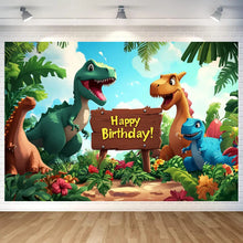 Laden Sie das Bild in den Galerie-Viewer, Fröhliche Dinosaurier Happy Birthday  Poster Banner (180x110cm)