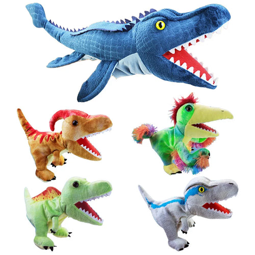 Tolle Dino Plüsch Handpuppen Triceratops Tyrannosaurus Dilophosaurus