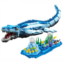 Laden Sie das Bild in den Galerie-Viewer, Großer Mosasaurus Klemm-Baustein Spielzeug (1158 Bausteine)