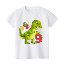 Laden Sie das Bild in den Galerie-Viewer, Süßes T-Rex Dinosaurier T-Shirt mit Jahreszahl für Kindergeburtstag