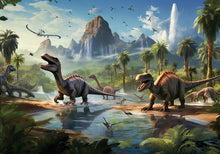 Laden Sie das Bild in den Galerie-Viewer, Jurassic World Dinosaurier Happy Birthday Kindergeburtstag Hintergrund Banner