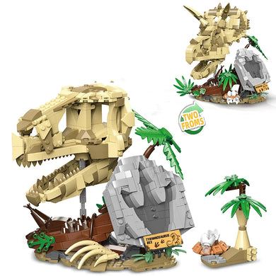 2-in-1 Dinosaurier Fossil Klemm-Baustein Spielzeug mit 714 Bausteinen