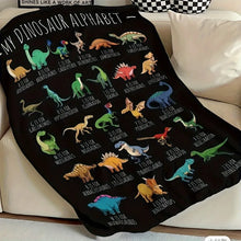 Laden Sie das Bild in den Galerie-Viewer, Dinosaurier Alphabet Flauschige Decke mit vielen Dinos
