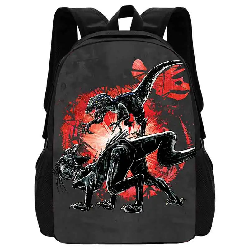 Bagtrotter Kindergarten-Rucksack 31 Cm – Jurassic World Dinosaurier Design, Schwarz-rot, Gepolsterte Träger