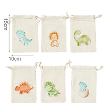 Laden Sie das Bild in den Galerie-Viewer, 6 Stk. Dinosaurier Stofftaschen für Feier, Geburtstag etc.