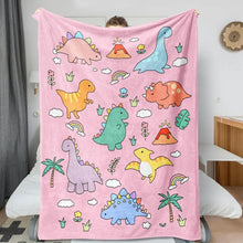 Laden Sie das Bild in den Galerie-Viewer, Kuschel-Decke mit niedlichen Dino Motiven