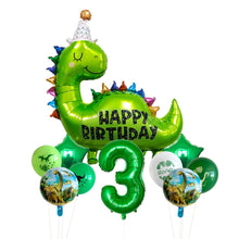 Laden Sie das Bild in den Galerie-Viewer, Happy Birthday Dinosaurier Ballons mit Jahreszahl für Geburtstag Feier etc.