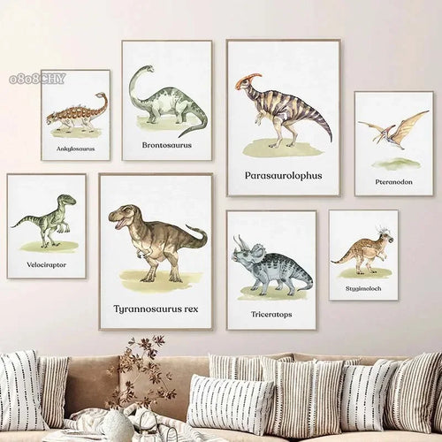 Dinosaurier Poster Stegosaurus Velociraptor Pteranodon etc.