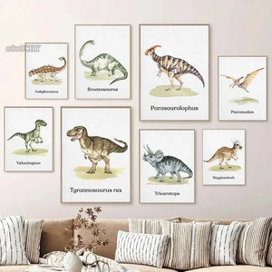 Dinosaurier Poster Stegosaurus Velociraptor Pteranodon etc.