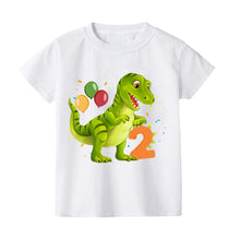 Laden Sie das Bild in den Galerie-Viewer, Süßes T-Rex Dinosaurier T-Shirt mit Jahreszahl für Kindergeburtstag