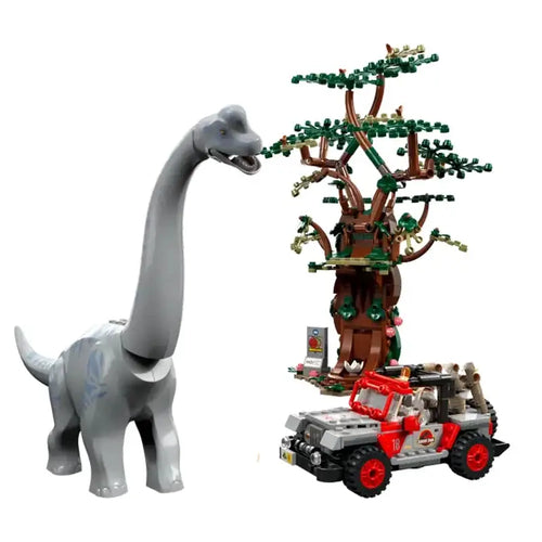 Jurassic XXL Brachiosaurus mit Jeep – Abenteuerliches Baustein-Spielset