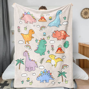 Kuschel-Decke mit niedlichen Dino Motiven