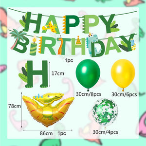 Dino Happy Birthday Geburtstagsfeier Deko Set mit Banner und Ballons