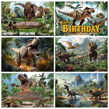 Laden Sie das Bild in den Galerie-Viewer, Jurassic World Dinosaurier Happy Birthday Kindergeburtstag Hintergrund Banner