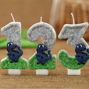 Dinosaurier Glitter Jahreszahl Kerze für Geburtstag, Torte, Kuchen etc.