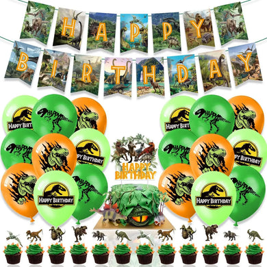 Happy Birthday Dinosaurier Deko Set mit Ballons, Kuchen Topper, Banner etc.