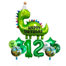 Laden Sie das Bild in den Galerie-Viewer, Happy Birthday Dinosaurier Ballons mit Jahreszahl für Geburtstag Feier etc.