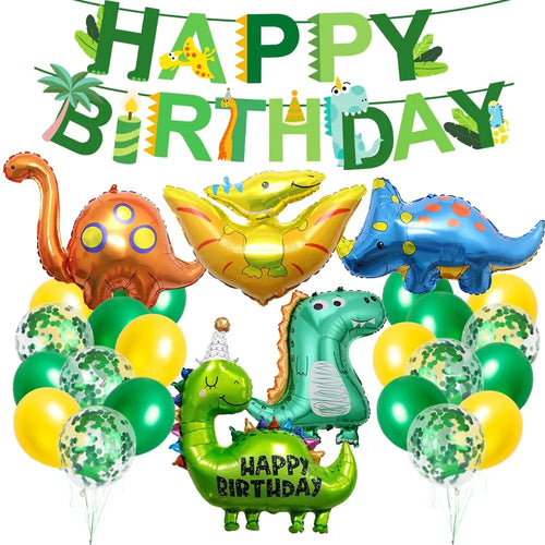 Dino Happy Birthday Geburtstagsfeier Deko Set mit Banner und Ballons