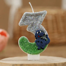 Laden Sie das Bild in den Galerie-Viewer, Dinosaurier Glitter Jahreszahl Kerze für Geburtstag, Torte, Kuchen etc.