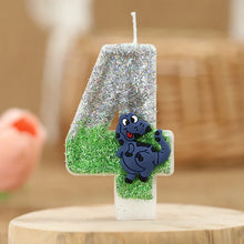 Laden Sie das Bild in den Galerie-Viewer, Dinosaurier Glitter Jahreszahl Kerze für Geburtstag, Torte, Kuchen etc.