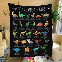 Laden Sie das Bild in den Galerie-Viewer, Dinosaurier Alphabet Flauschige Decke mit vielen Dinos