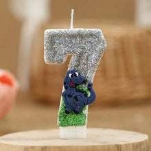 Laden Sie das Bild in den Galerie-Viewer, Dinosaurier Glitter Jahreszahl Kerze für Geburtstag, Torte, Kuchen etc.