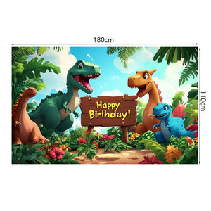 Fröhliche Dinosaurier Happy Birthday  Poster Banner (180x110cm)