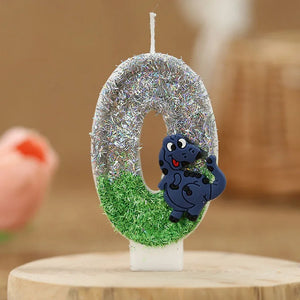 Dinosaurier Glitter Jahreszahl Kerze für Geburtstag, Torte, Kuchen etc.