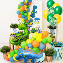 Laden Sie das Bild in den Galerie-Viewer, Dino Happy Birthday Geburtstagsfeier Deko Set mit Banner und Ballons