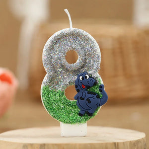 Dinosaurier Glitter Jahreszahl Kerze für Geburtstag, Torte, Kuchen etc.