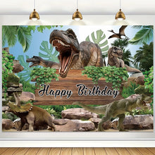 Laden Sie das Bild in den Galerie-Viewer, Jurassic World Dinosaurier Happy Birthday Kindergeburtstag Hintergrund Banner