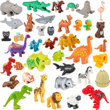 Laden Sie das Bild in den Galerie-Viewer, Farbenfrohe Dino Baustein Spielzeug Figuren
