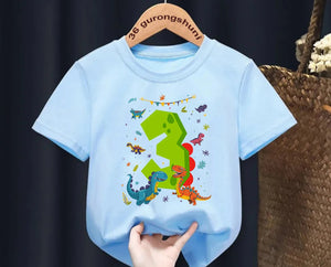 Süßes Dino Happy Birthday T-Shirt mit Jahreszahl