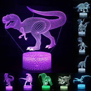 Dinosaurier Nachtlampe, Tischlampe, Nachtlicht mit Farbwechsel und 3D Effekt kaufen - Dinosaurier.store